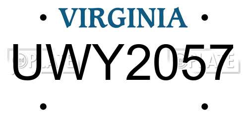 UWY2057 Virginia License Plate