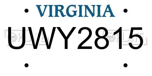 UWY2815 Virginia License Plate