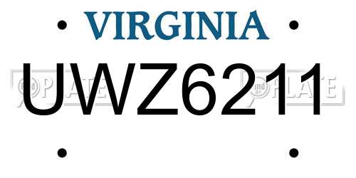UWZ6211 Virginia License Plate