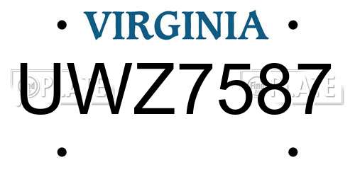 UWZ7587 Virginia License Plate