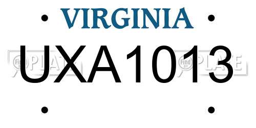 UXA1013 Virginia License Plate