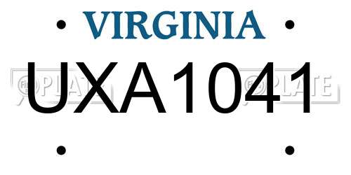 UXA1041 Virginia License Plate