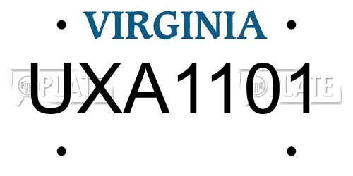 UXA1101 Virginia License Plate