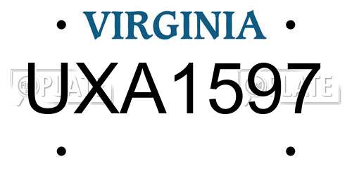 UXA1597 Virginia License Plate