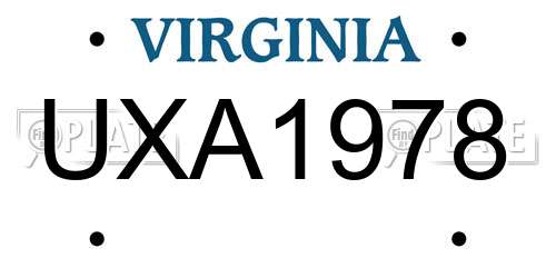 UXA1978 Virginia License Plate