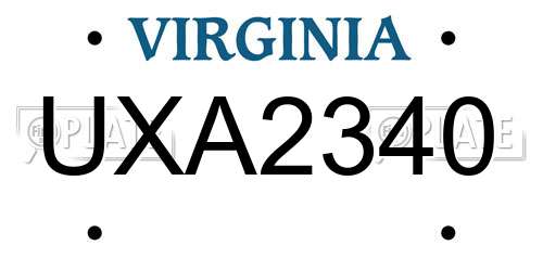 UXA2340 Virginia License Plate