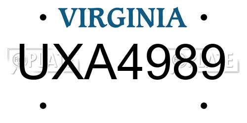 UXA4989 Virginia License Plate