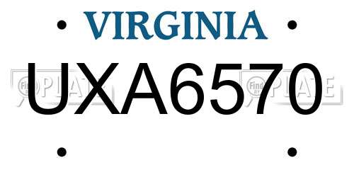 UXA6570 Virginia License Plate