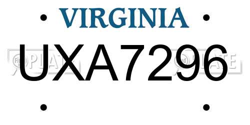 UXA7296 Virginia License Plate