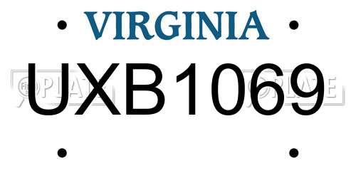 UXB1069 Virginia License Plate
