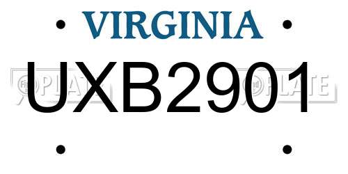 UXB2901 Virginia License Plate