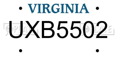 UXB5502 Virginia License Plate
