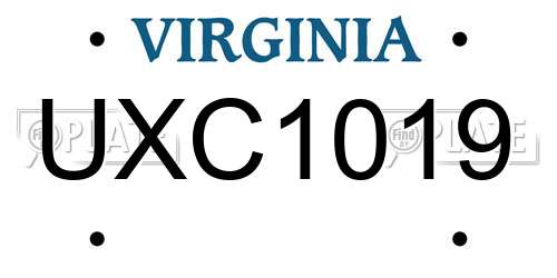 UXC1019 Virginia License Plate