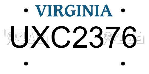 UXC2376 Virginia License Plate