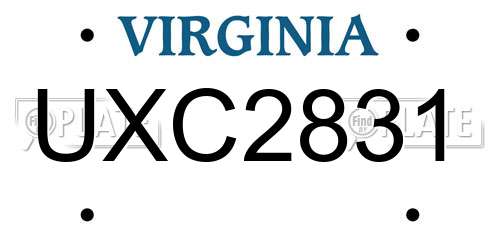 UXC2831 Virginia License Plate