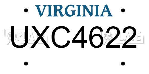 UXC4622 Virginia License Plate