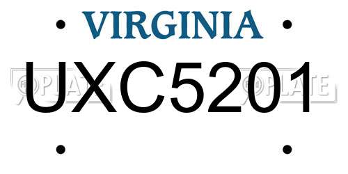 UXC5201 Virginia License Plate