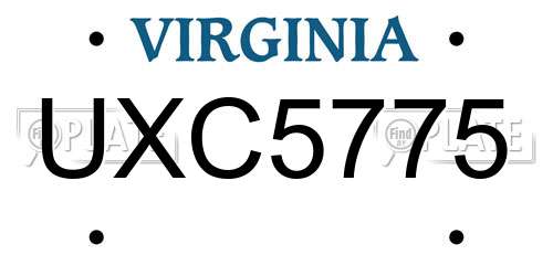 UXC5775 Virginia License Plate