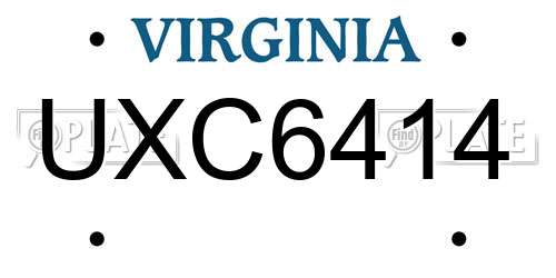 UXC6414 Virginia License Plate