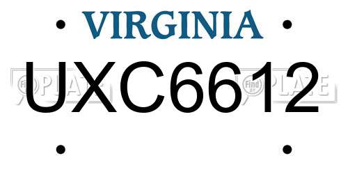UXC6612 Virginia License Plate