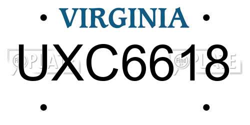 UXC6618 Virginia License Plate