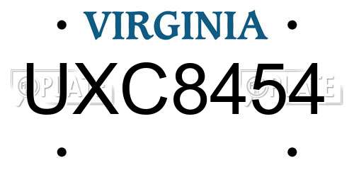 UXC8454 Virginia License Plate