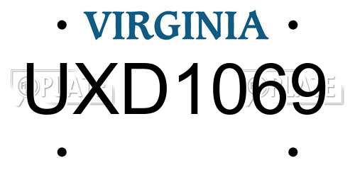UXD1069 Virginia License Plate