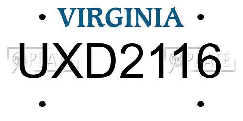 UXD2116 Virginia License Plate