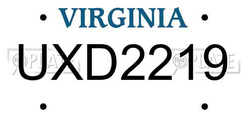 UXD2219 Virginia License Plate