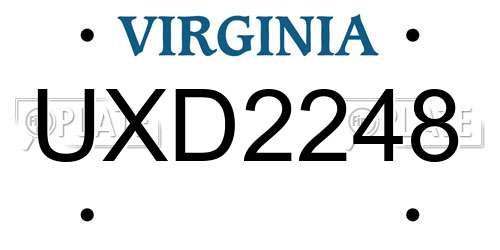 UXD2248 Virginia License Plate