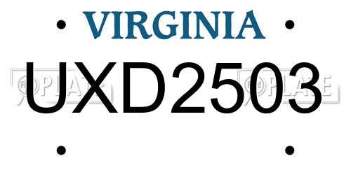 UXD2503 Virginia License Plate