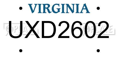 UXD2602 Virginia License Plate