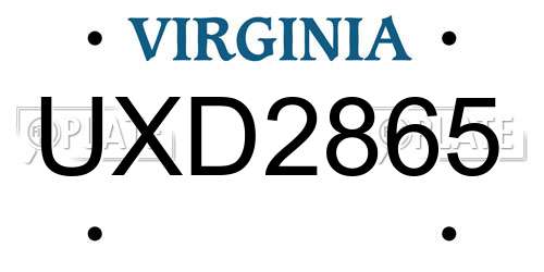 UXD2865 Virginia License Plate