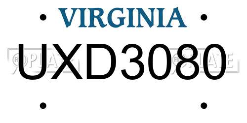 UXD3080 Virginia License Plate