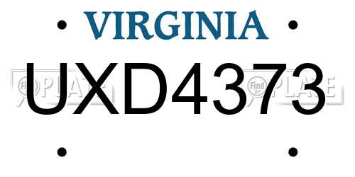 UXD4373 Virginia License Plate