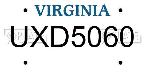 UXD5060 Virginia License Plate