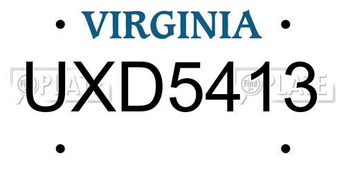 UXD5413 Virginia License Plate