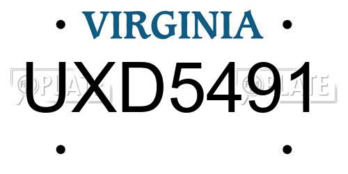 UXD5491 Virginia License Plate