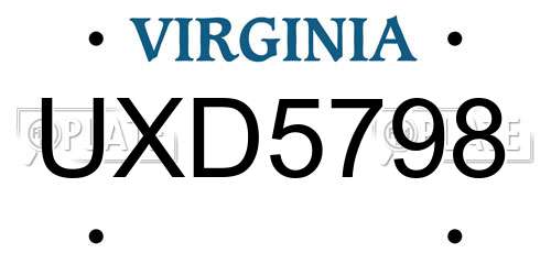 UXD5798 Virginia License Plate