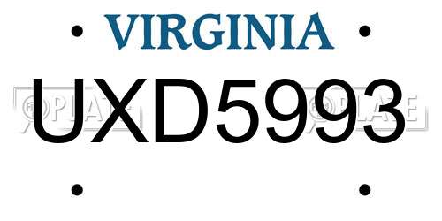 UXD5993 Virginia License Plate