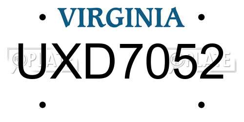 UXD7052 Virginia License Plate