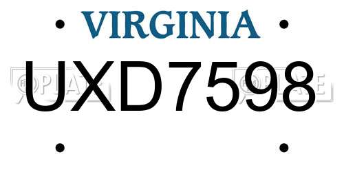 UXD7598 Virginia License Plate