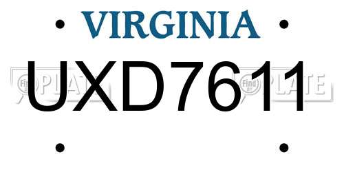 UXD7611 Virginia License Plate