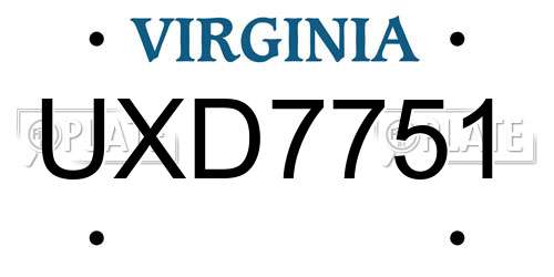 UXD7751 Virginia License Plate