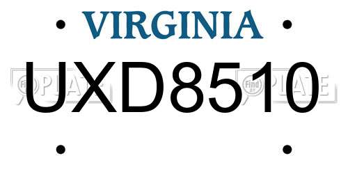 UXD8510 Virginia License Plate