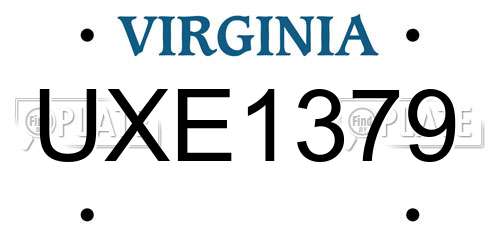 UXE1379 Virginia License Plate
