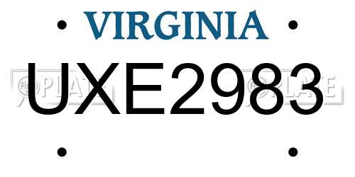 UXE2983 Virginia License Plate