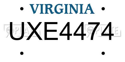 UXE4474 Virginia License Plate