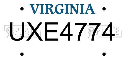UXE4774 Virginia License Plate