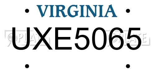 UXE5065 Virginia License Plate